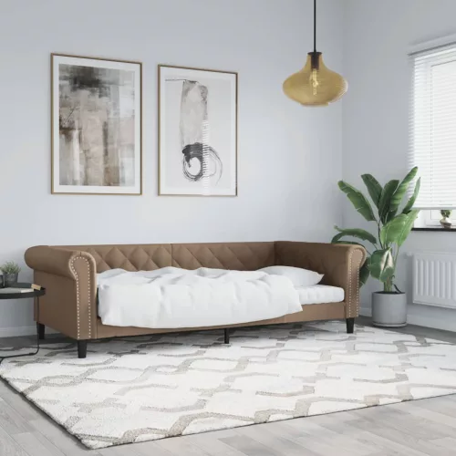 kávészínű műbőr kanapéágy 80 x 200 cm
