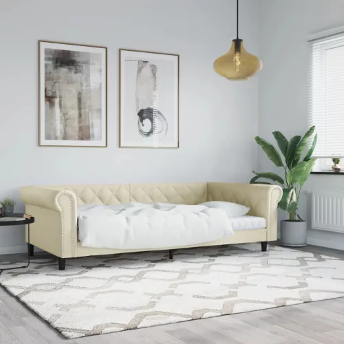 krémszínű műbőr kanapéágy 100 x 200 cm