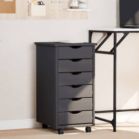 MOSS szürke tömör fenyőfa görgős szekrény fiókokkal