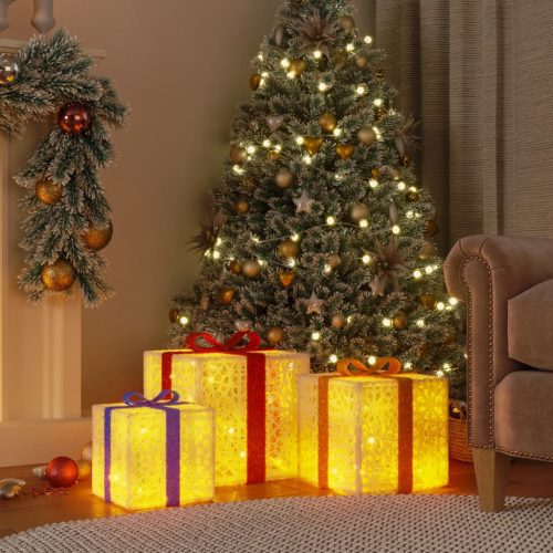 3 db 64 LED-es meleg fehér karácsonyi ajándékdoboz-lámpa