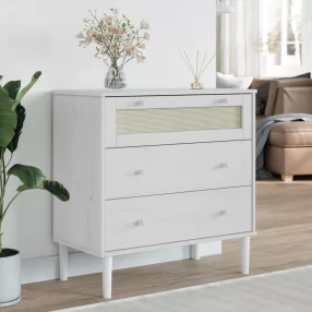   vidaXL SENJA fehér rattan hatású tömör fenyőfa komód 80 x 40 x 80 cm