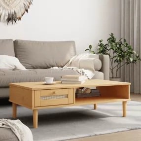   vidaXL SENJA barna rattanhatású tömör fa dohányzóasztal 100x55x33 cm