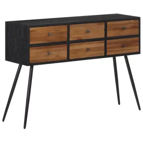   tömör újrahasznosított tíkfa tálalóasztal fiókkal 116x30x76 cm