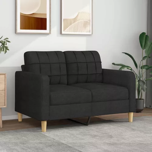 Kétszemélyes fekete szövetkanapé 120 cm
