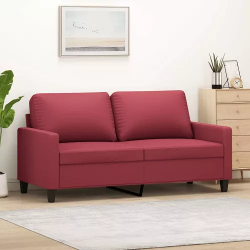 2 személyes bordó színű műbőr kanapé 140 cm