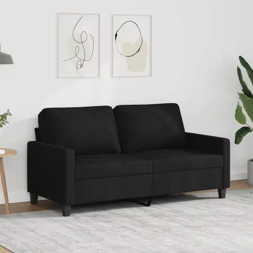 Kétszemélyes fekete szövetkanapé 140 cm