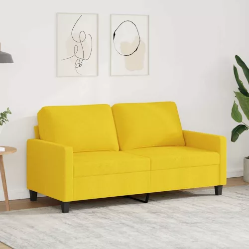 2 személyes világossárga szövet kanapé 140 cm