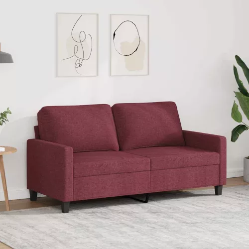 Kétszemélyes bordó szövet kanapé 140 cm
