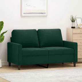 Kétszemélyes sötétzöld bársony kanapé 120 cm