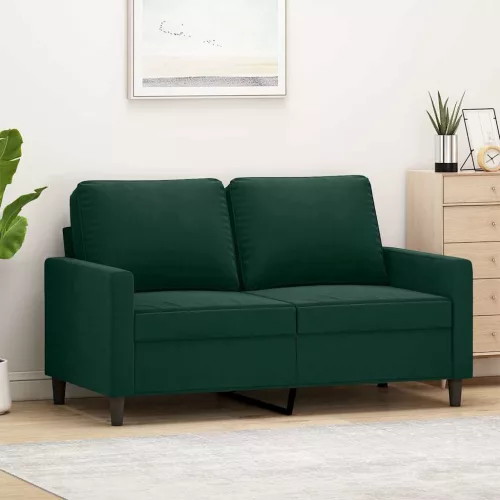 Kétszemélyes sötétzöld bársony kanapé 120 cm