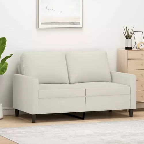 Kétszemélyes krémszínű bársony kanapé 120 cm