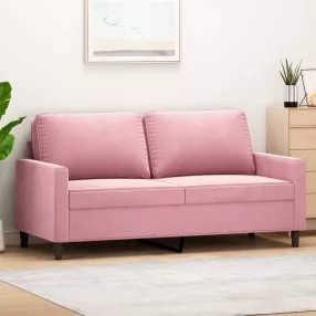Kétszemélyes rózsaszín bársony kanapé 140 cm
