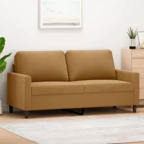 Kétszemélyes barna bársony kanapé 140 cm