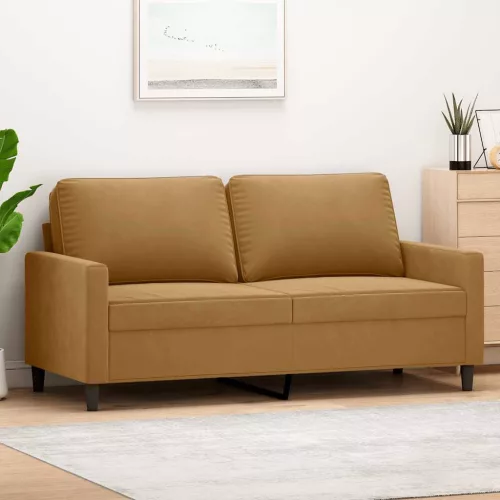 Kétszemélyes barna bársony kanapé 140 cm