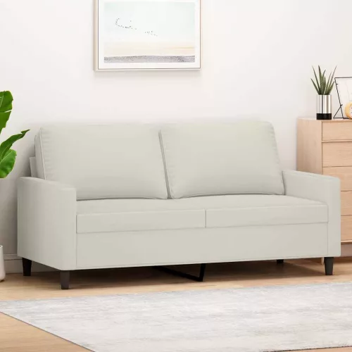 Kétszemélyes krémszínű bársony kanapé 140 cm