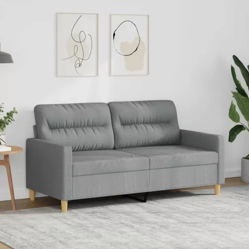 Kétszemélyes világosszürke szövetkanapé 140 cm