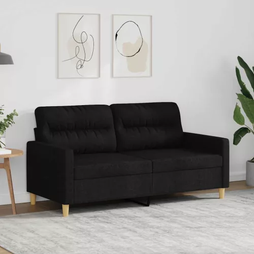Kétszemélyes fekete szövetkanapé 140 cm