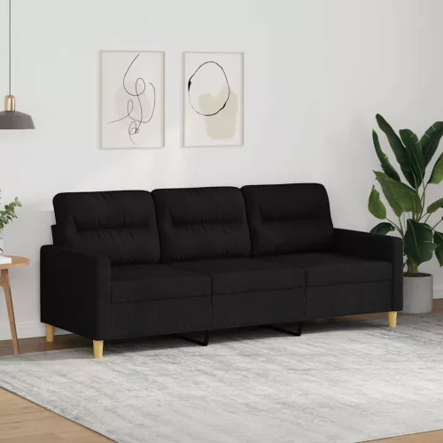 3 személyes fekete szövetkanapé 180 cm