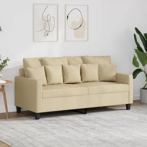 Kétszemélyes krémszínű szövetkanapé 140 cm