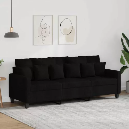 3 személyes fekete szövetkanapé 180 cm
