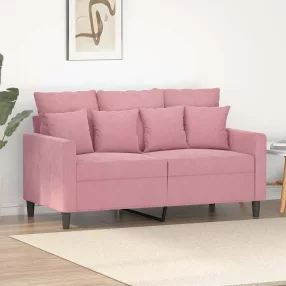 Kétszemélyes rózsaszín bársony kanapé 120 cm