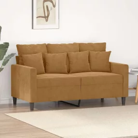 Kétszemélyes barna bársony kanapé 120 cm