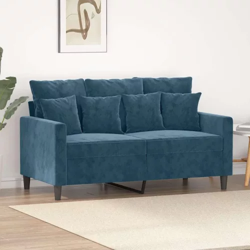 Kétszemélyes kék bársony kanapé 120 cm