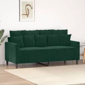 Kétszemélyes sötétzöld bársony kanapé 140 cm