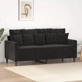 Kétszemélyes fekete bársony kanapé 140 cm