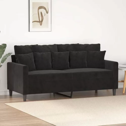 Kétszemélyes fekete bársony kanapé 140 cm