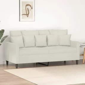 Kétszemélyes krémszínű bársony kanapé 140 cm