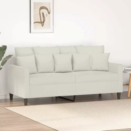Kétszemélyes krémszínű bársony kanapé 140 cm
