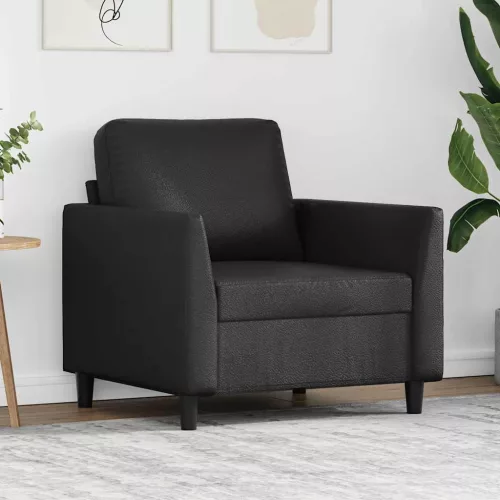 Fekete műbőr kanapéfotel 60 cm