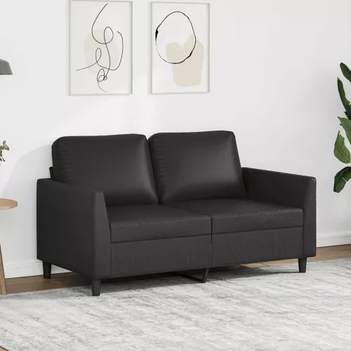 2 személyes fekete műbőr kanapé 120 cm