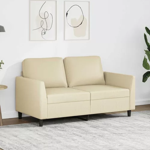 2 személyes krémszínű műbőr kanapé 120 cm