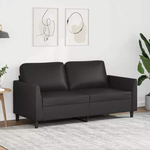 2 személyes fekete műbőr kanapé 140 cm