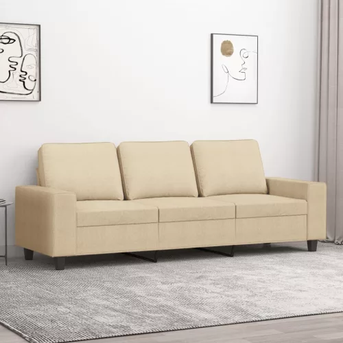 3 személyes krémszínű szövet kanapé 180 cm