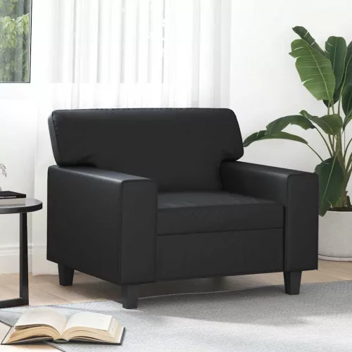 Fekete műbőr kanapéfotel 60 cm