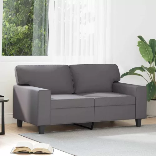 2 személyes szürke műbőr kanapé 120 cm