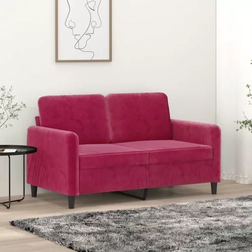 Kétszemélyes bordó bársony kanapé 120 cm