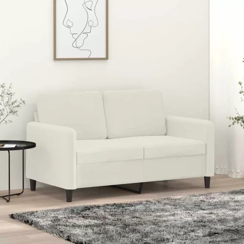 Kétszemélyes krémszínű bársony kanapé 120 cm