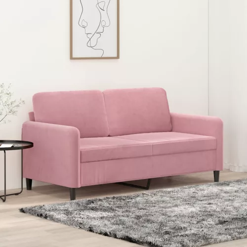 Kétszemélyes rózsaszín bársony kanapé 140 cm