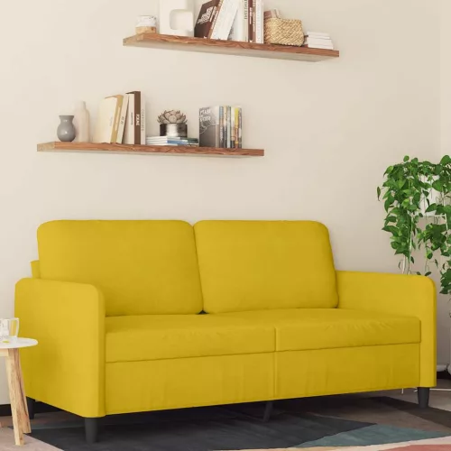 Kétszemélyes sárga bársony kanapé 140 cm