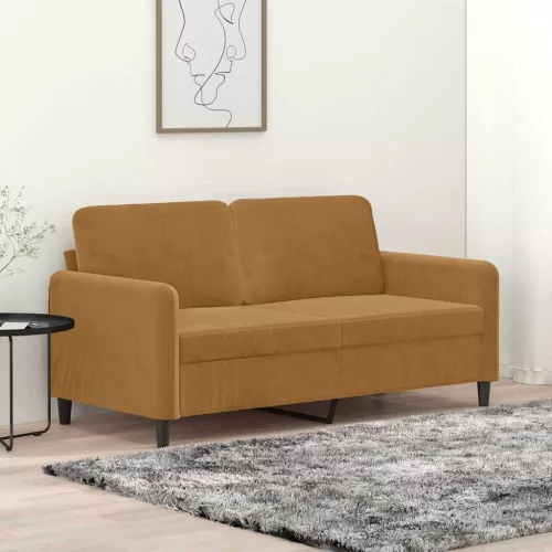 Kétszemélyes barna bársony kanapé 140 cm
