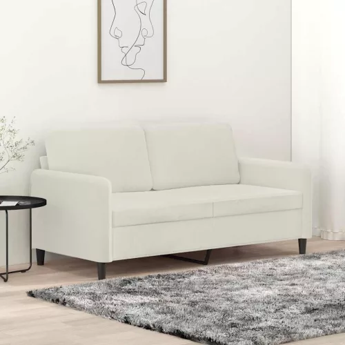 Kétszemélyes krémszínű bársony kanapé 140 cm
