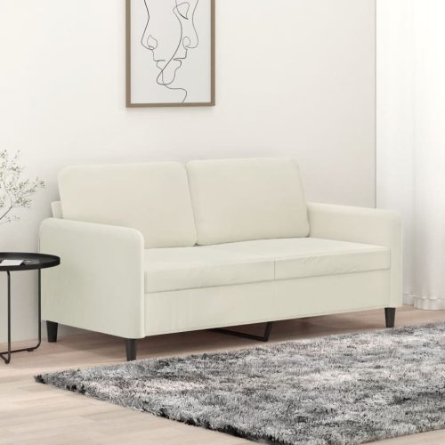kétszemélyes krémszínű bársony kanapé 140 cm
