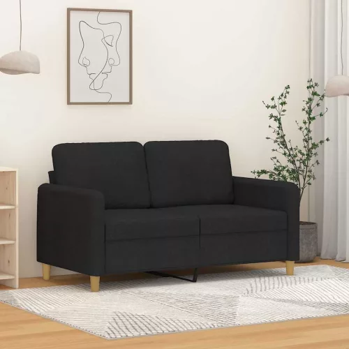 Kétszemélyes fekete szövetkanapé 120 cm