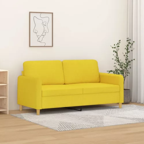 2 személyes világossárga szövet kanapé 140 cm