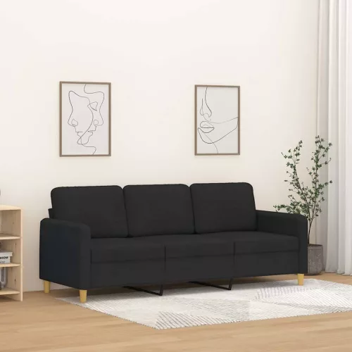3 személyes fekete szövetkanapé 180 cm