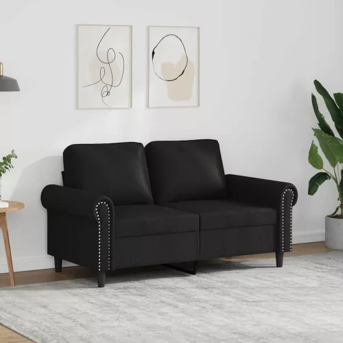 2 személyes fekete műbőr kanapé 120 cm